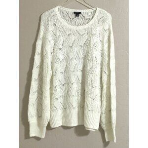 Halogen Open Knit Wool Blend Sweater White SZ XXL NEW